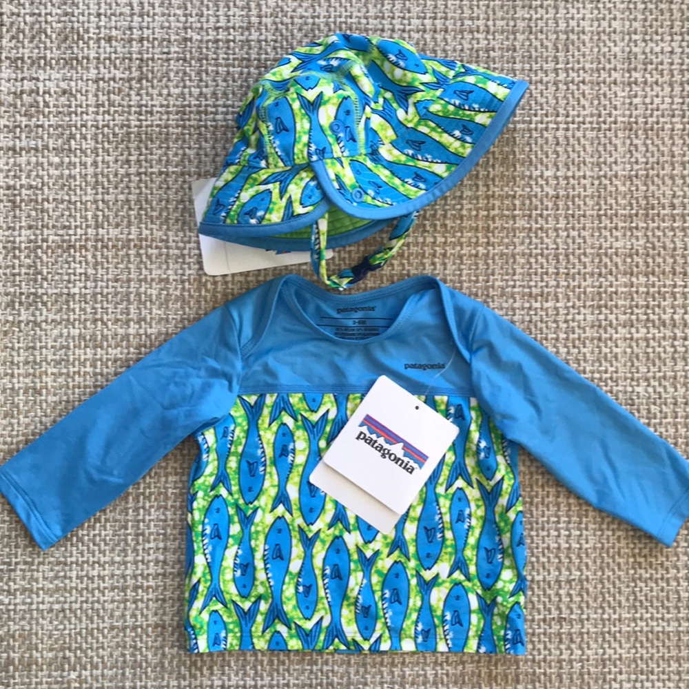 Patagonia Rash Guard and Sun Hat (size 3-6m)